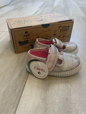 NWT Cienta Rainbow Sparkle Mary Jane T-Strap Mary Jane Sneaker Toddler 3.5